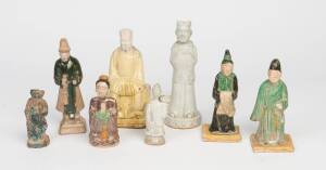 A group of 8 Chinese glazed ceramic figures, Ming Dynasty (1368-1644) and later. 12.5-22cm high