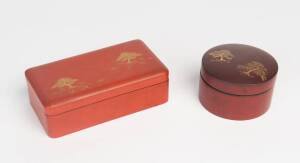 Two red lacquer boxes, 20th Century, 16 x 8.5 x 5cm and 5.5 x 9.5cm