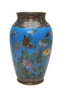 A fine cloisonne vase decorated with numerous butterflies and flowers, late 19th Century. 25.5cm