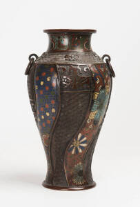 Japanese champlev&eacute; vase on bronze mid-19th Century. 39cm.