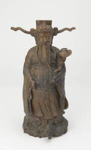 A Chinese bronze of a Daoist Daddy, early 20th Century. 30cm high.&nbsp;
