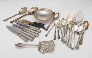 A collection of Danish silver of a bowl & cutlery