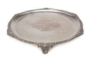 A sterling silver salver made in London, 1894. Weight 960 grams