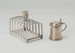 A sterling silver toast rack & a sterling silver mustard pot.&nbsp;