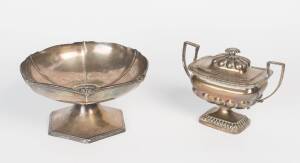 A German silver bowl & cover & a circular silver bowl,