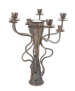 A rare Driade Kosmos "Simon" silver plated candelabra. 48cm