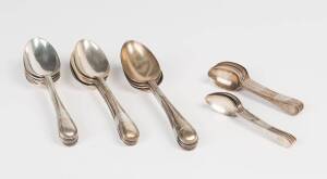 A set of 12 Victorian sterling silver spoons and set of 6 matching teaspoons. Plus 6 Georgian sterling silver teaspoons.&nbsp;