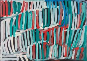 MINNIE PWERLE (1922-2006), Awelye (2003), synthetic polymer paint on canvas, 63 x 45cmProvenance: Mbantua Gallery, Northern Territory, Cooinda Gallery, NSW, The Alex & Annette Hood Collection, NSW 