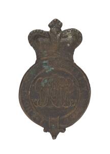 George III period brass ammunition pouch badge, First Regiment of Foot circa 1800. 11cm