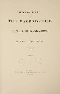 JOHN GOULD, "A Monograph of the Macropodidae, or Family of Kangaroos", facsimile folio edition limited 720/750.