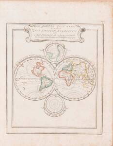 DOUBLE HEMISPHERE WORLD MAP: "Der Gantze Welt Kreis in Seinen, Zwey Grossen Begriffen" by Bodenehr [Augsburg, c1704-15], window mounted, framed & glazed, overall 33x38cm. Shows California as an island & west coast of Australia.