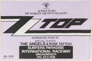 ZZ TOP: Australian Tour posters for the 1987 tour (7), plus general promotional posters from the same time. (Total: 10). Mixed condition.