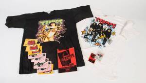 ROCKABILLY: The Cramps 1990 Tour T-Shirts (2 diff.), the Stay Sick crew Tour Itinerary and access pass; also,Billy Idol guest and staff passes and a Stray Cats 1990 World Tour Crew pass.