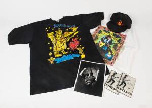 SANTANA: A collection of Australian Tour memorabilia including a signed photograph, 2 different World Tour T-Shirt, 2 caps, 2 Sacred Fire Tour crew Itineraries, crew passes, etc.