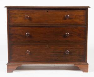 A mahogany & cedar 3 drawer chest, late 19th Century. 93cm high, 117cm wide, 53cm deep.&nbsp;