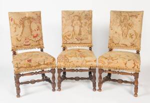 A set of six Louis XIV style tapestry upholstered dining chairs of small proportion&nbsp;