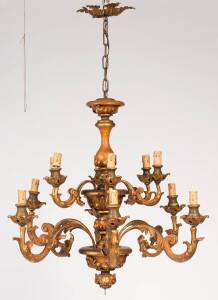 A giltwood&nbsp;chandelier fitted for electricity. 90cm high