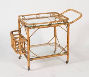 A&nbsp;bamboo with glass cocktail auto trolley, 20th century