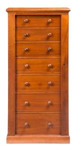 A Victorian cedar Wellington chest. 118cm high, 54cm wide, 37.5cm deep.
