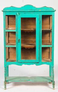 A provincial painted and glazed cabinet, French, 19th Century.&nbsp;150cm high, 96cm wide, 34cm deep