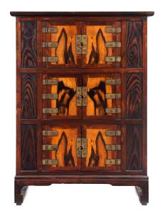 A large Korena 6 door cabinet with brass fittings, early 20th Century. 137cm high, 100cm wide, 45cm deep.&nbsp;