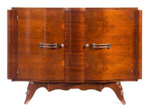 A French Art Deco walnut sideboard, Circa 1930. 100cm high, 141cm wide, 47cm deep. 