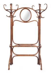 A French provincial bentwood hallstand with central oval mirror