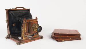 BUTCHER (England): A National half plate mahogany field camera c.1905-20.