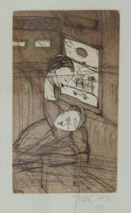 JOHN OLSEN (BORN 1928): The Journey, etching, signed and dated lower right,14 x 22cm