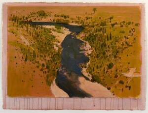 BRYAN WESTWOOD (1930-2000), Valley - Murrumbidgee, oil and watercolour on paper, signed and titled lower right: WESTWOOD, VALLEY - MURRUMBIDGEE, 59 x 77 cm, PROVENANCE: Private Collection, Sydney 