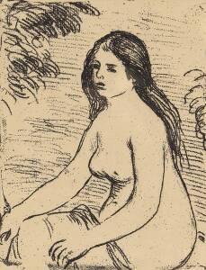 RENOIR: Posthumous etching of a female nude. 19 x 14cm