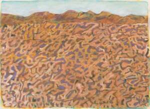 WAYNE EAGER (Born 1957), Illpilli Hills, watercolour on paper, title & initialled lower centre, 52 x 70cm.&nbsp;