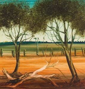 KEVIN CHARLES (PRO) HART (1928-2006), Falling Tree, oil on board, signed lower right, 19.5 x 19.5 cm