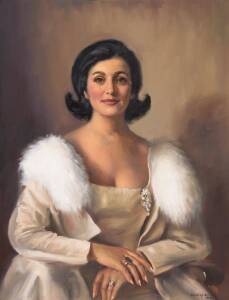 DUDLEY DREW (Born 1924), Portrait of Mrs. Patchell of Toorak, oil on canvas, signed & dated 1969 lower right, 90 x 60cm&nbsp;
