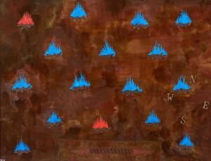 MICHAEL JAMES EATHER (BORN 1960), Magnetic Field 1989, oil and collage on board, signed and dated lower left: M E 89, signed, dated and titled verso, 114 x 149.5 cm
