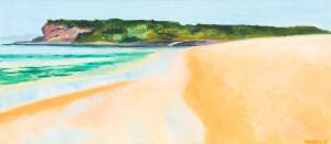 JEFFREY T. MAKIN (BORN 1943), Breakwater, Disaster Bay 1993, oil on canvas, signed and dated lower right: Makin 93, 44.5 x 100 cm