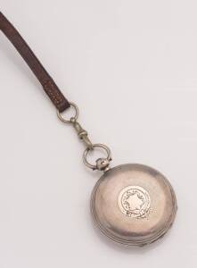 A sterling silver hunter pocket watch, circa 1873.&nbsp;48mm. Key wind. &nbsp;Dial signed THOs. Gaunt, Melbourne. (Key attached)