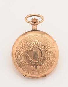 A Lady's gold hunting cased pocket watch. 30mm. Crown wind. 14ct rose gold. Total weight 22.30 grams. (A/F)
