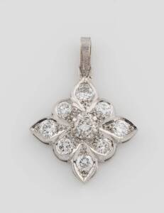 A diamond pendant, the round brilliant diamonds of estimated total weight 0.75 carat in a square cluster setting. 9ct white gold. Weight 2.75 grams, Width 1.5cm.&nbsp;