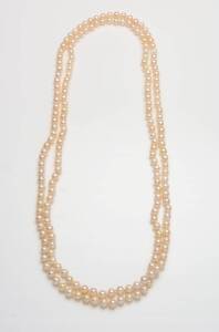 An opera length Akoya &nbsp;pearl necklace, 6 - 6.5mm. Length 132cm.