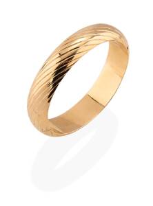A gold hoop bangle, of hollow, hinged design. 14ct yellow gold.&nbsp;Weight 30.24 grams. Inside diameter 6cm. Width 1.5cm.