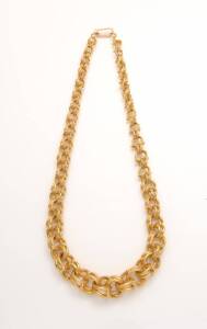 A fancy link necklace, of graduated design. 22ct yellow gold. Weight 49.85 grams. Length 48cm.