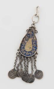A decorative pendant, Persian, enamelled to the back. Sterling silver.