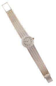 &nbsp;A Lady&rsquo;s gold and diamond wristwatch, Baume & Mercier circa 1970&rsquo;s. Manual. 18ct white gold. Weight 49.28 grams. Length 17.5cm. Original outer box.&nbsp;