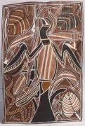 DAVID MALANGI (1927-1999), Untitled (Cormorants & Fish) (1972), natural earth pigment on eucalyptus bark, 80.5 x 53.5 cm. Provenance: The Alex & Annette Hood Collection, NSW 