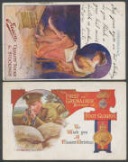 Album with many high quality Cards mostly from Australia with many real photo types including of Hobart with "Welcome to the Mineral Isle" arch, Empire "Kempsey Bridge" (NSW) & early Rose and Murray group, hand-painted Cards (one each from NSW & NZ, & two - 4