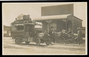 Useful consignment remainders including an album of mostly Australian real photos etc from unidentified towns - forensic detectives needed - with subjects including forms of transport, events, buildings etc; and an album of Gardens & Conservatories; etc, 