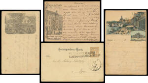 Very early group comprising Austria 1885 & 1888 2kr Postal Cards with woodcut illustrations of 'Prebischthor' or 'Hoher Schneeberg' (now Pravcicka Brana & Decinsky Sneznik, both in the Czech Republic, the latter with 2-line 'POSTCONDUCTEUR IM ZUGE/KOMOTAU