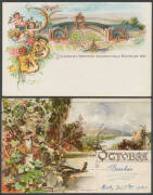 Beautiful collection of mostly 1890s chromolithographs from Austria x4 including Emperor's Golden Jubilee x2; Belgium x5; France x21 including Composers x5 (superb unused) & Months of the Year x8; Italy x9 including Thomas Cook & Son advertising Cards x2; - 2