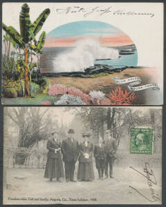 Oddments with German very early Zeppelin Card (unused) & confected photo of the Kaiser with German Nobility, also 1896 & 1897 Local Postal Card & Letter Card with Exhibition labels; France 1909 of H Fournier & his Biplane with 'POST-AVIATION/18-10/09/(SIN